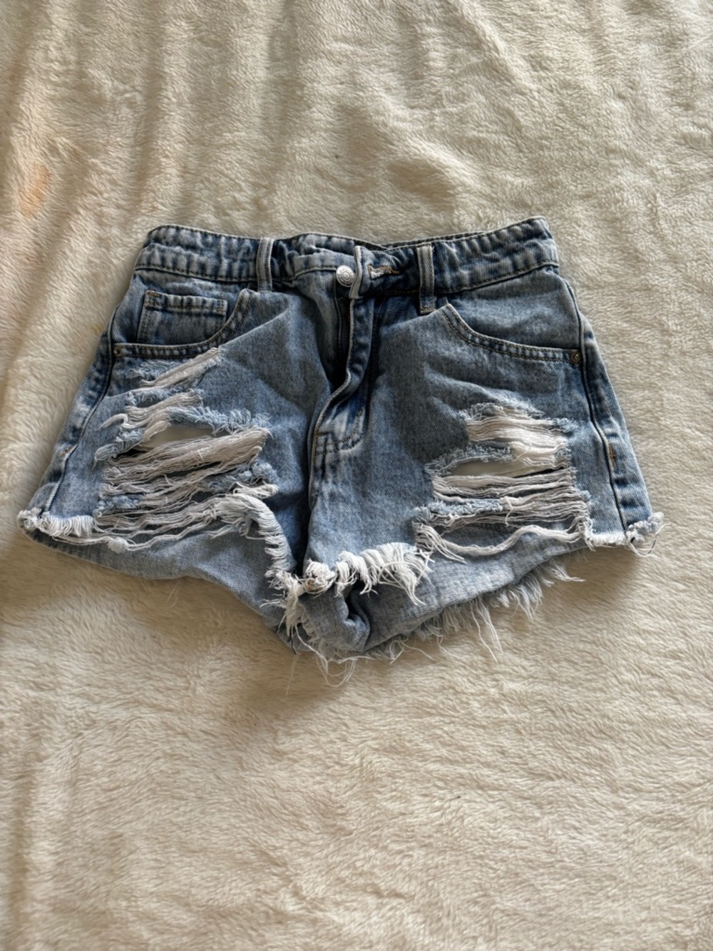 Distressed Light Blue Denim Women's Shorts
